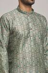 Arihant Rai Sinha_Green Viscose, Silk, Cotton Embroidery, Sequins Flower Print Kurta Set _at_Aza_Fashions