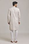 Shop_Arihant Rai Sinha_Grey Cotton, Linen Band Collar Plain Kurta Set _at_Aza_Fashions