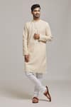 Buy_Arihant Rai Sinha_Orange Band Collar Solid Kurta Set _at_Aza_Fashions