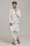 Buy_Arihant Rai Sinha_White Imported Suede Blossom Pattern Bundi _Online_at_Aza_Fashions