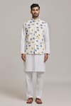 Arihant Rai Sinha_White Imported Suede Blossom Pattern Bundi _at_Aza_Fashions