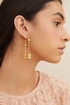 Buy_Outhouse_Gold Plated Poppi Bolt Drop Hoops _at_Aza_Fashions