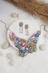Shop_Torque By Merge_Multi Color Sequins, Stones Embellished Choker Set _at_Aza_Fashions