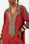 Buy_Aseem Kapoor_Red Natural Crepe Embroidered Mitra Printed Kurta And Draped Trouser Set  _Online_at_Aza_Fashions