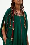 Aseem Kapoor_Green Crepe Beads V-neck Fizaa Embroidered Tunic _Online_at_Aza_Fashions