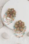 Shop_Torque By Merge_Multi Color Beads Embroidered Earrings _at_Aza_Fashions