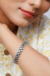 Buy_Palace Of Silver_Silver Plated Checker Handcrafted Stone Work Bangle_at_Aza_Fashions