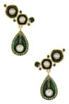 Shop_Tribe Amrapali_Gold Plated Crystals Oceania Enamelled Drop Earrings _at_Aza_Fashions