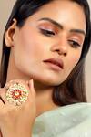Buy_Tizora_White Diamonds, Pearls Classic Ethnic Pachi Kundan Ring _at_Aza_Fashions