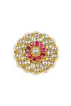 Shop_Tizora_White Diamonds, Pearls Classic Ethnic Pachi Kundan Ring _at_Aza_Fashions