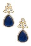 Shop_Khushi Jewels_Blue Kundan And Stone Embellished Dangler Earrings _at_Aza_Fashions