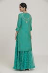 Sozenkari_Sky Blue Pure Silk Chanderi Embroidered Sequin Kurta Lehenga Set For Women_Online_at_Aza_Fashions