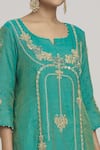 Shop_Sozenkari_Sky Blue Pure Silk Chanderi Embroidered Sequin Kurta Lehenga Set For Women_at_Aza_Fashions