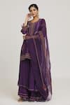 Buy_Sozenkari_Purple Pure Silk Embroidered Zardozi Round Bead Kurta Sharara Set _Online_at_Aza_Fashions