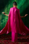 Shop_Pink City by Sarika_Pink Silk Printed Tie-dye Round Cape And Draped Set  _at_Aza_Fashions