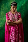 Buy_Pink City by Sarika_Pink Silk Printed Tie-dye Round Cape And Draped Set  _Online_at_Aza_Fashions