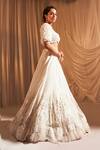 Shop_Aakansha Gupta_Ivory Organza, Net, Silk Pearls, Sequins, Embroidery Square Floral Lehenga Set _Online_at_Aza_Fashions