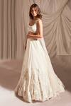 Buy_Aakansha Gupta_Ivory Silk, Organza, Net Pearls, Sequins, Crystals, Bridal Lehenga Set _at_Aza_Fashions