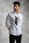 Buy_Sanjana Reddy Designs_White Cotton Cut Work Big Owl Embroidered Shirt _at_Aza_Fashions