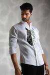 Shop_Sanjana Reddy Designs_White Cotton Cut Work Big Owl Embroidered Shirt _at_Aza_Fashions