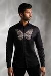 Buy_Sanjana Reddy Designs_Black Cotton Cut Work Butterfly Embroidered Shirt _at_Aza_Fashions
