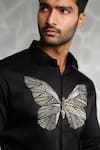 Sanjana Reddy Designs_Black Cotton Cut Work Butterfly Embroidered Shirt _Online_at_Aza_Fashions