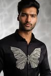 Buy_Sanjana Reddy Designs_Black Cotton Cut Work Butterfly Embroidered Shirt _Online_at_Aza_Fashions