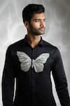 Sanjana Reddy Designs Black Cotton Cut Work Butterfly Embroidered Shirt Online at Aza Fashions Sanjana Reddy Designs_Black Cotton Cut Work Butterfly Embroidered Shirt _Online_at_Aza_Fashions