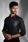 Buy_Sanjana Reddy Designs_Black Cotton Cut Work Small Owl Embroidered Shirt _at_Aza_Fashions