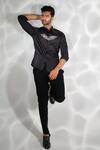 Buy_Sanjana Reddy Designs_Black Cotton Embroidery Bat Shirt _at_Aza_Fashions