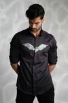 Buy_Sanjana Reddy Designs_Black Cotton Hand Embroidered Cutdana Bat Shirt _at_Aza_Fashions