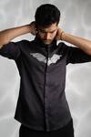 Sanjana Reddy Designs_Black Cotton Hand Embroidered Cutdana Bat Shirt _Online_at_Aza_Fashions