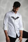 Shop_Sanjana Reddy Designs_White Cotton Cut Work Bat Embroidered Shirt _at_Aza_Fashions