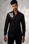 Buy_Sanjana Reddy Designs_Black Cotton Cut Work Wolf Embroidered Shirt _at_Aza_Fashions