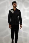 Shop_Sanjana Reddy Designs_Black Cotton Cut Work Wolf Embroidered Shirt _at_Aza_Fashions