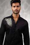 Buy_Sanjana Reddy Designs_Black Cotton Cut Work Wolf Embroidered Shirt _Online_at_Aza_Fashions