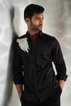 Shop_Sanjana Reddy Designs_Black Cotton Embroidery Wolf Shirt _Online_at_Aza_Fashions