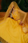 Shop_Midushi Bajoria_Yellow Lehenga Organza Embroidery Sequin V Neck Blouse Set _at_Aza_Fashions