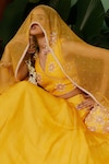 Buy_Midushi Bajoria_Yellow Lehenga Organza Embroidery Sequin V Neck Blouse Set _Online_at_Aza_Fashions