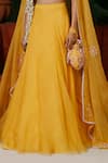 Shop_Midushi Bajoria_Yellow Lehenga Organza Embroidery Sequin V Neck Blouse Set _Online_at_Aza_Fashions