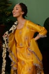 Midushi Bajoria_Yellow Kurta And Pant Silk Chanderi Embroidery Set With Ruffle Dupatta _Online_at_Aza_Fashions