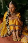Buy_Midushi Bajoria_Yellow Kurta And Pant Silk Chanderi Embroidery Set With Ruffle Dupatta _Online_at_Aza_Fashions