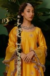 Midushi Bajoria_Yellow Kurta And Pant Silk Chanderi Embroidery Set With Ruffle Dupatta _at_Aza_Fashions