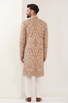 Shop_Kasbah_Beige Georgette Sequins Jamawar Embroidered Sherwani_at_Aza_Fashions