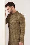 Buy_Kasbah_Beige Silk Embroidery Thread Work Sherwani _Online_at_Aza_Fashions
