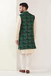 Shop_Kasbah_Green Silk Embroidered Thread Jungle Nehru Jacket _at_Aza_Fashions