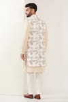 Shop_Kasbah_White Silk Embroidered Thread Floral Work Nehru Jacket _at_Aza_Fashions