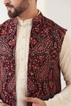 Buy_Kasbah_Wine Georgette Kashmiri Work Long Jacket_Online_at_Aza_Fashions