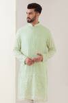 Kasbah_Green Georgette Sequins, Mirrors, Embroidery Thread And Work Kurta _Online_at_Aza_Fashions