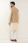 Shop_Kasbah_Gold Georgette Embroidered Mirror Work Nehru Jacket _at_Aza_Fashions